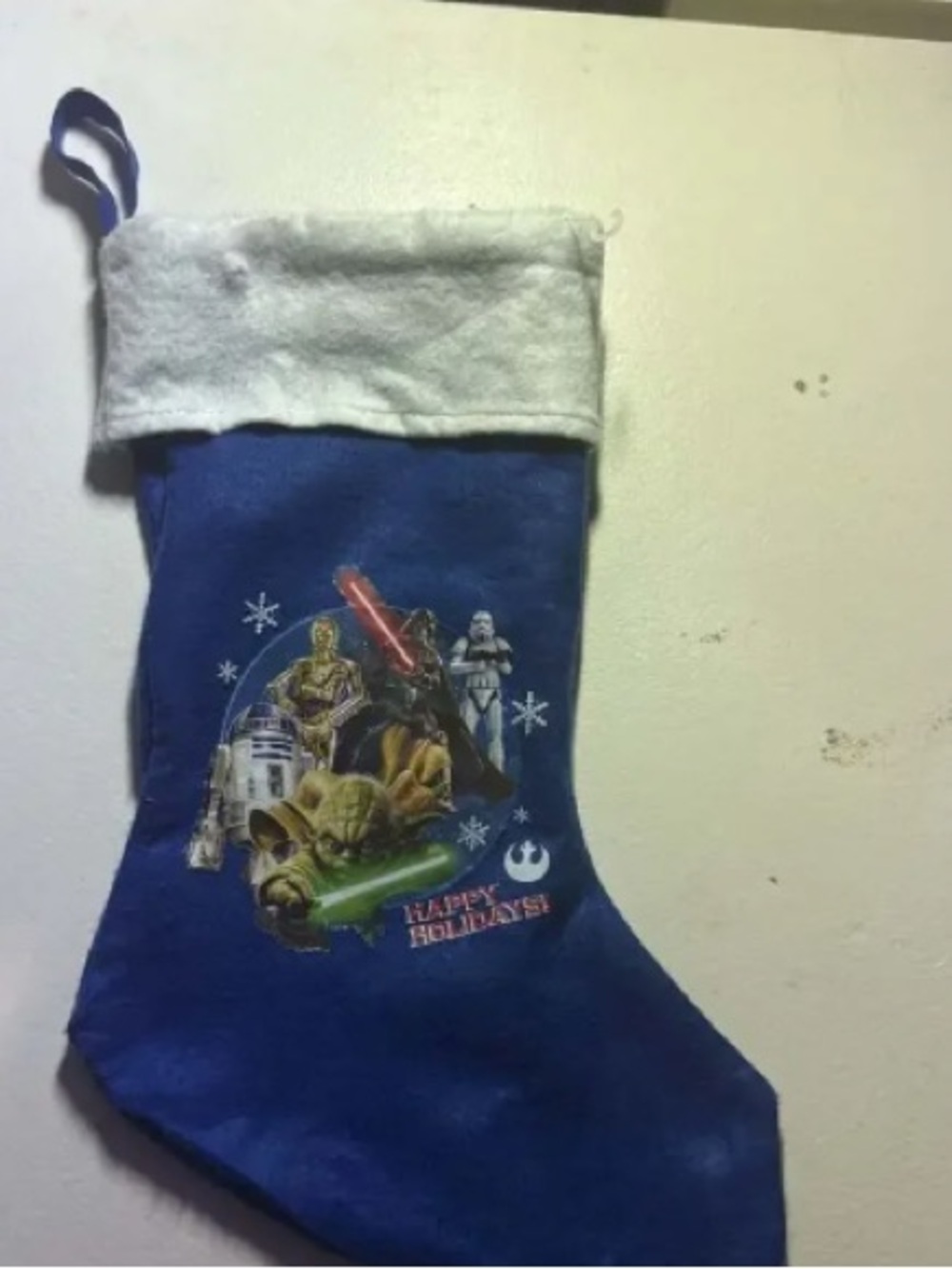 Star Wars Blue Holiday Stocking with White Cuff